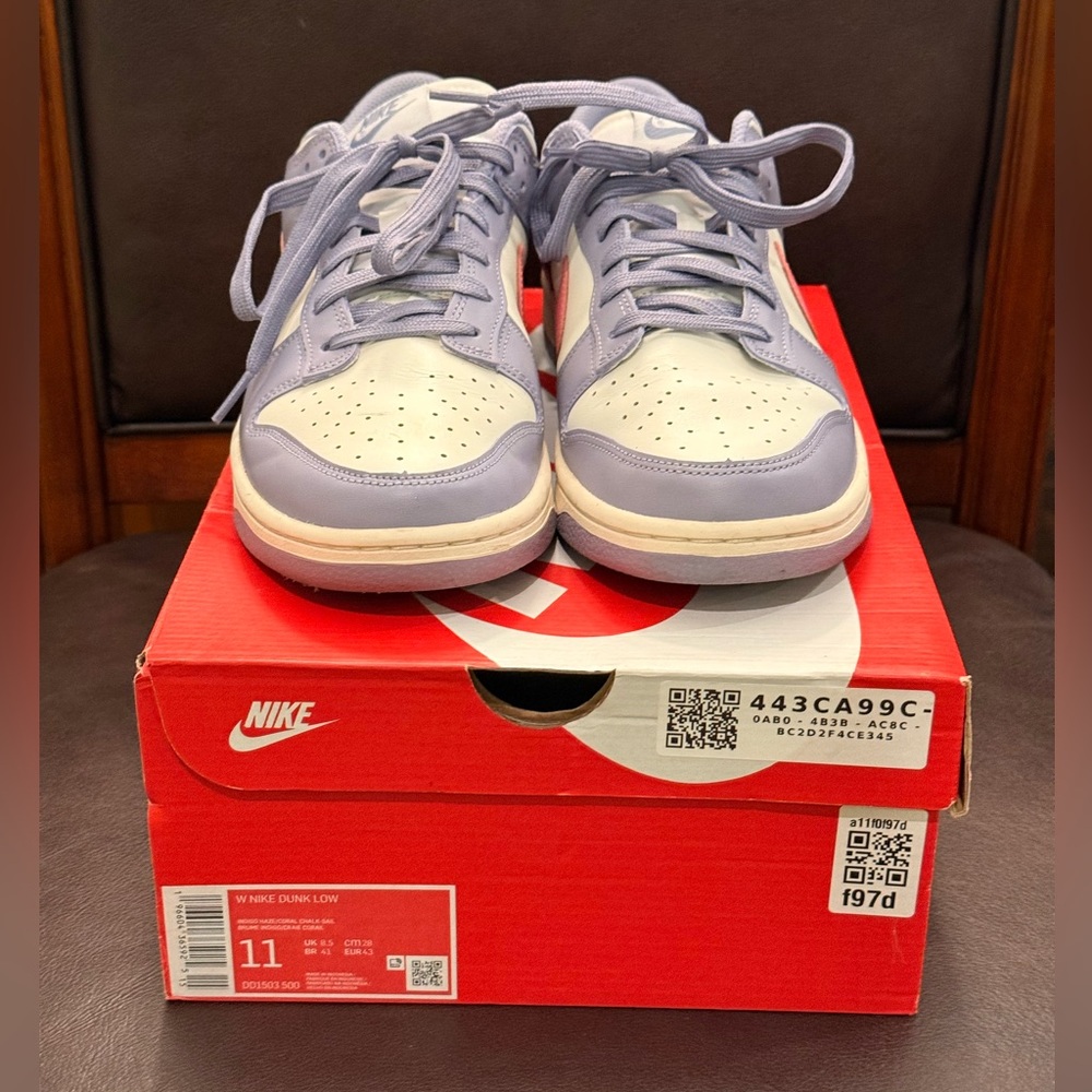 Nike Dunk Low in Indigo and Coral